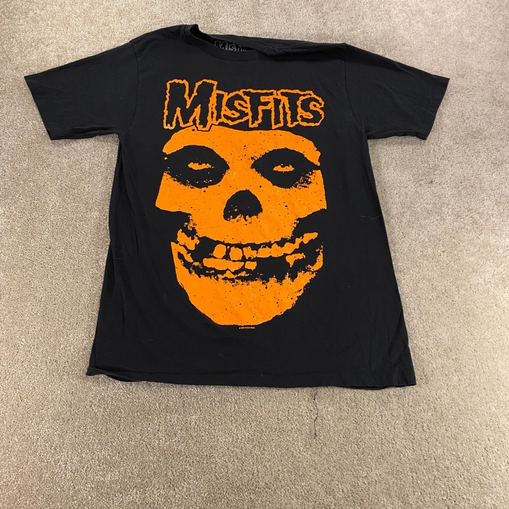 Misfits Graphic T-Shirt Mens Small Black Orange Fiend Skull Band Tee 2023